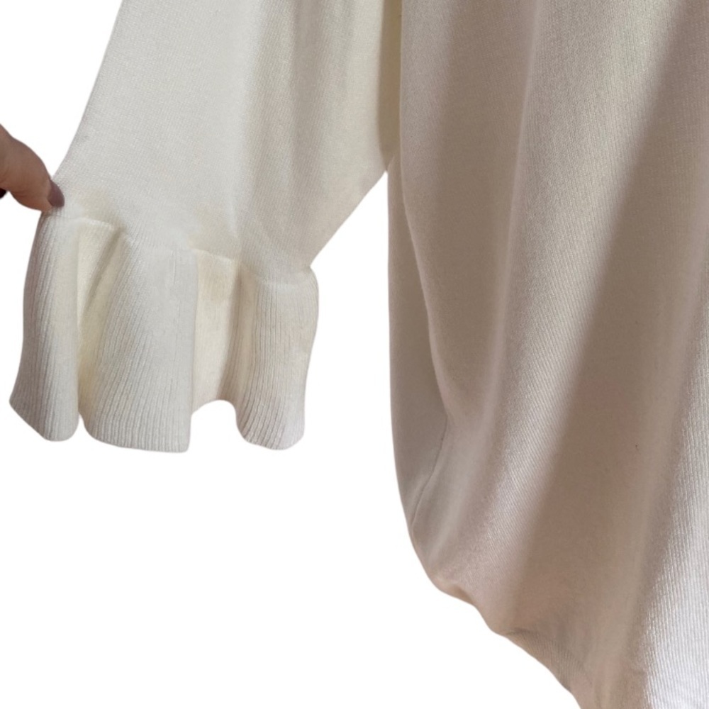 Capsule Ruffle Sleeve White Sweater NWT - Picture 4 of 7